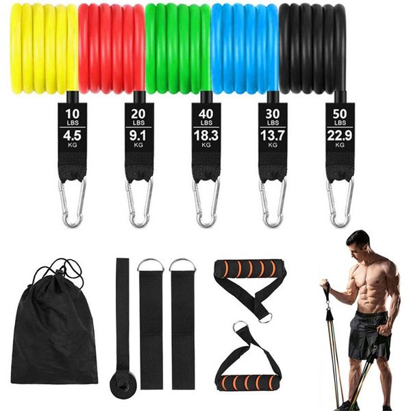 

resistance bands rooxin tube set fitness yoga gym pull rope exercise home training expander door anchor with handle ankle strap