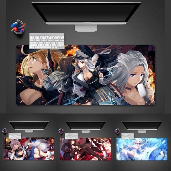 

mouse pads & wrist rests azur lane kawaii girl gamer locking edge pad game desk office large mat x xl non-slip lapcushion