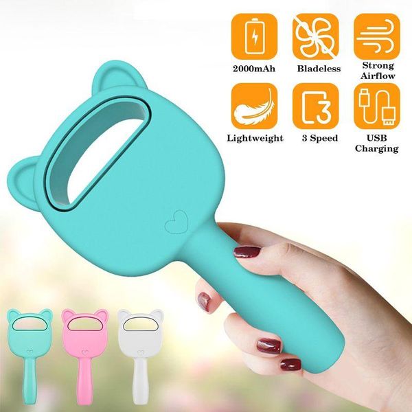 

electric fans 3 speeds 2000mah handheld bladeless fan usb rechargeable cute cat portable for home bedroom baby room office outdoor