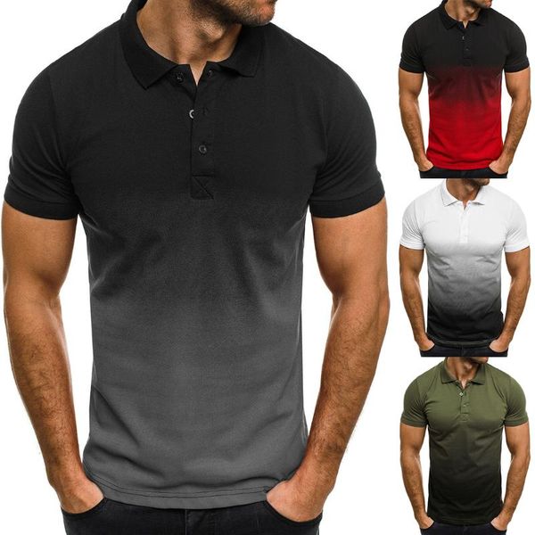 

men's polos mens gradient golf tennis shirt nice turn-down collar shirts plus size 3xl cotton short sleeve tee, White;black