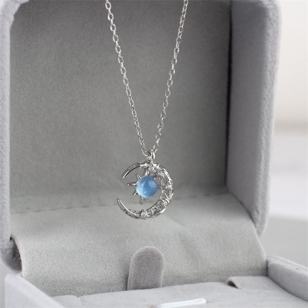 

star and moon necklace women's pendant, Black