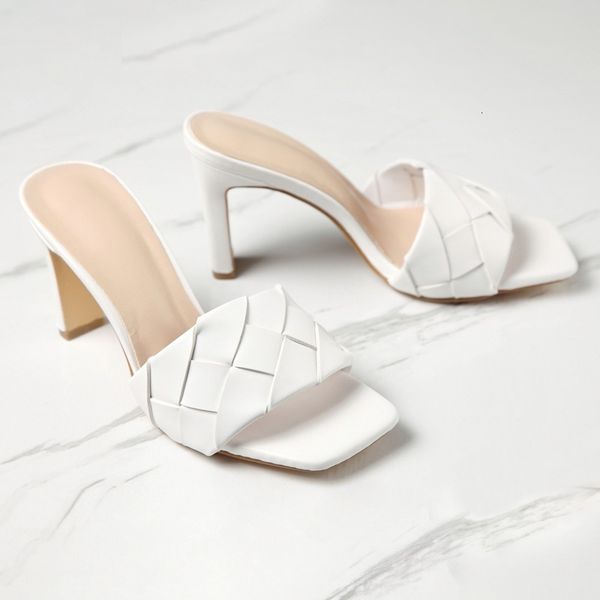 

flip flop spring and summer high-heeled shoes bian zhi dai chunky-heel women's slippers, Black