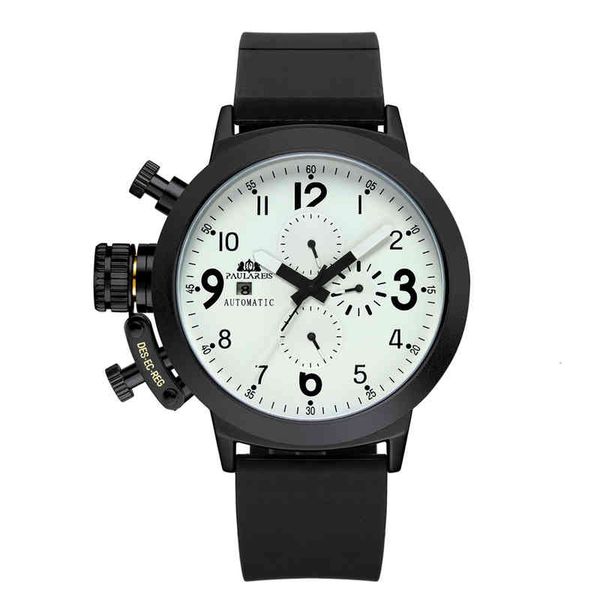 

men fashion watches self-crossing mechanical design rubber band casual sport multifunctional clock relogio masculino 2021 new, Slivery;brown