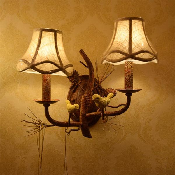

wall lamps american country bird lamp retro corridor stairs bedroom bedside aisle living room dining home decoration lights
