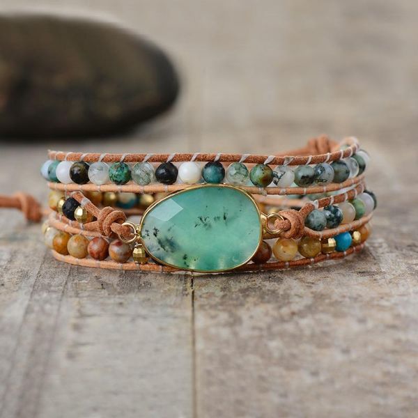 

tennis exclusive women natural stone lava 3 strands leather wrap beads bracelets femme drop, Golden;silver