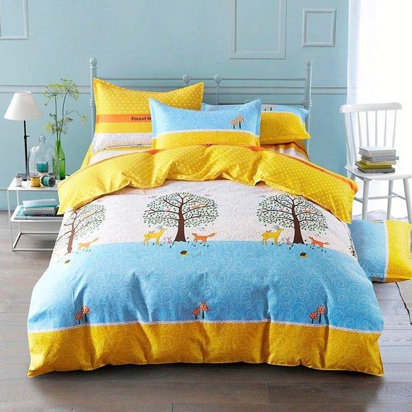 

bedding sets 2021 home textile yellow flower girl kid cottton quilt cover 1 pcs with pillowcase 2