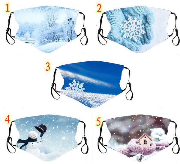 

3d digital printed cotton mask snowflake can put filter pm2.5 to prevent haze and dust in winter