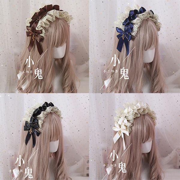 

party masks 8 colors vintage gothic lolita lace bow kc headband headdress japanese cosplay gorgeous soft girl hair hoop ornaments