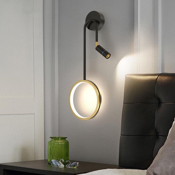 

round wall light bedroom bedside lamp simple creative up down balcony aisle living room lighting bath