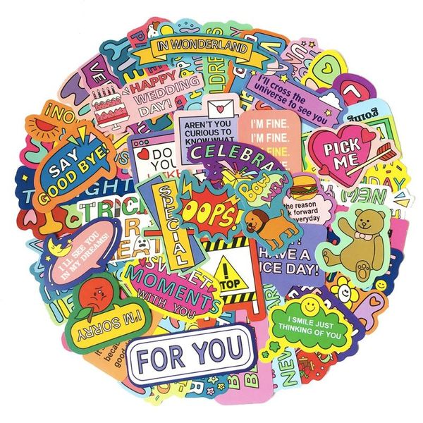 

gift wrap 50pcs colorful english letter stickers for stationery bike helmet waterproof scrapbooking adesivos craft supplies