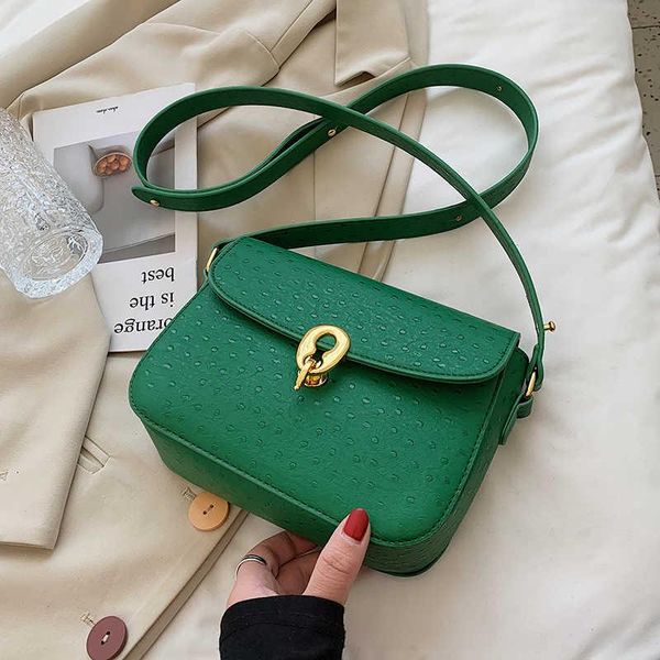 

evening bags chicken skin pattern simple pu leather flap crossbody for women 2021 fashion luxury trendy green shoulder handbags