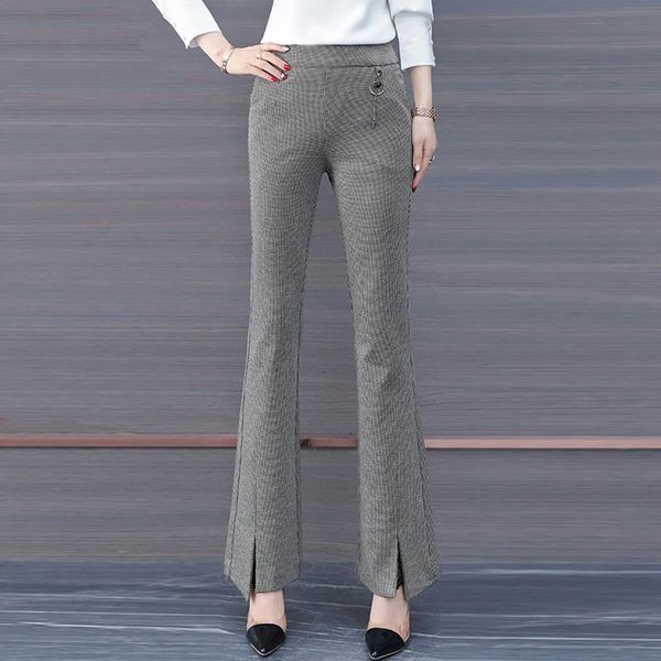 

women's pants & capris office lady formal long women 2021 spring autumn high waist work trousers fashion casual slim flare pantalones t, Black;white