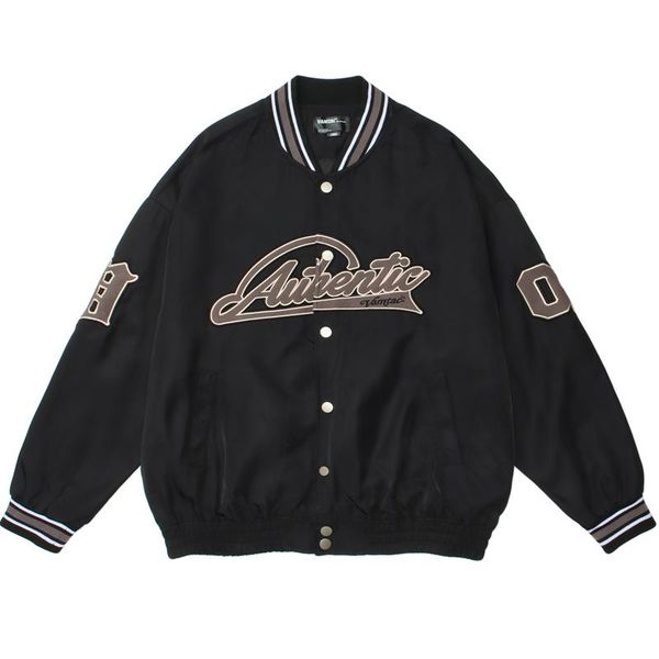 

men's jackets hip hop varsity baseball jacket men women oversized streetwear retro letter embroidery college sports outwear windbreaker, Black;brown