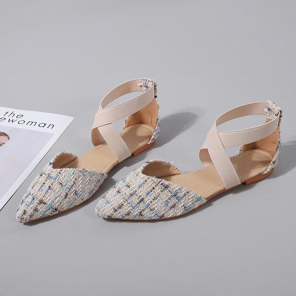 

sandals closed toe shoes shallow mouth breathable slip-on loafers summer women's strappy heels suit female beige large size low, Black