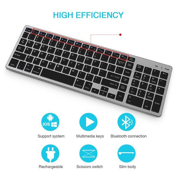 

keyboards e19 bluetooth keyboard rechargeable portable ultra-thin full size design wireless for lapdeskpc tablet