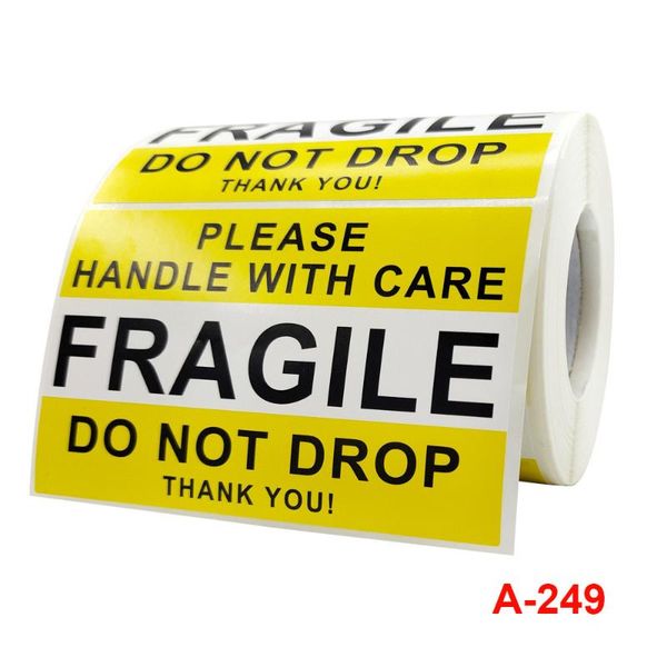 

gift wrap roll carefully handle fragile warning label with care transport move adhesive