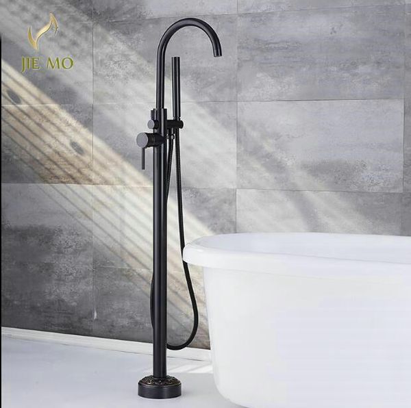 

bathtub faucet brass gold floor mount bathroom swivel spout single handle tub filler hand shower sprayer mixer tap 6021k sets