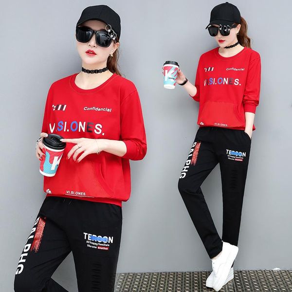

autumn punk tracksuit women two piece set long sleeve letter print sweatshirt and pants female 2pcs sweat suit outfits clothing women's, White