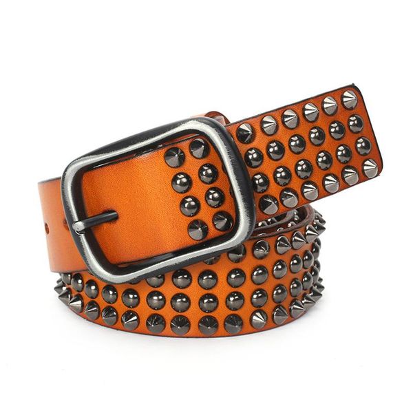 

cowhide square pin buckle belts retro youth waist strap for jeans pants genuine leather waistband casual cummerbund, Black;brown