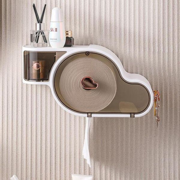 

waterproof wall mount toilet paper holder shelf tray roll tube storage box creative tissue with hook boxes & napkins