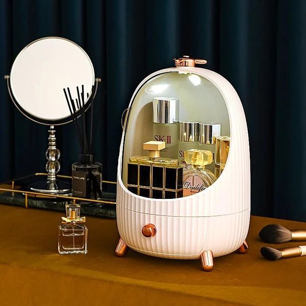 

storage boxes & bins led lamp cosmetic box makeup drawer organizer jewelry nail polish make up container deskbeauty display case
