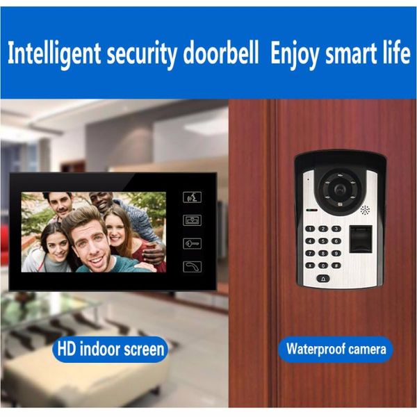 

2.4g digital wifi cameras video door phone with 7inch screen home safty system support finger print password unlock cctv systems