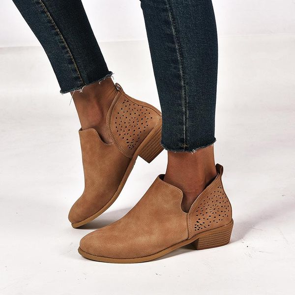 

boots 2021 summer women shoes retro high heel female slip on mid heels casual botas mujer booties feminina size 43, Black