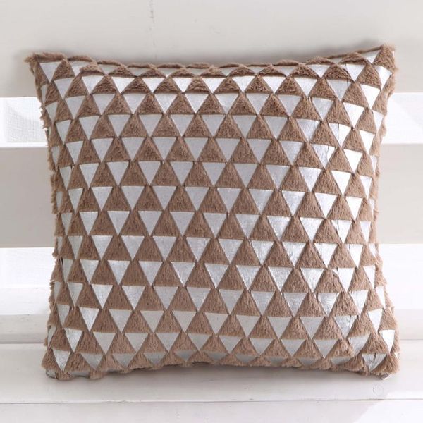

cushion/decorative pillow bronzing geometric square cushion cover soft short plush sofa bed waist pillowcase chair seat for living room