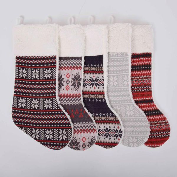 

christmas decorations knitted snowflake stocking sherpa cuff tree decoration fashionable socks