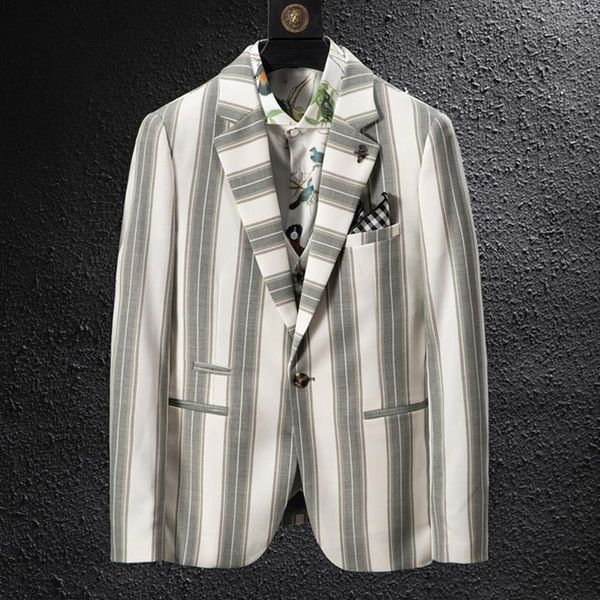 

bleazer for men spring striped blazer dress suit men's coat wedding casual korean fashion 2021 suits & blazers, White;black