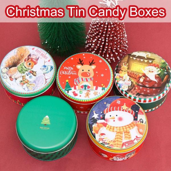 

gift wrap pattern candy storage containers for cookies cookie box christmas tin round nesting tins santa claus
