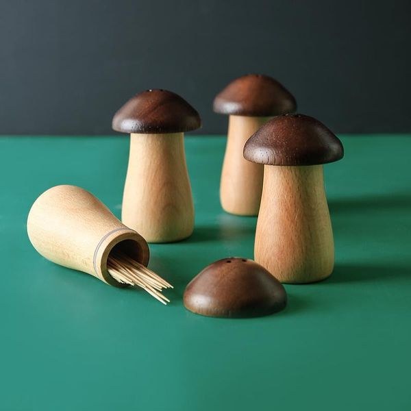 

storage bottles & jars wooden mushroom shaped toothpick jar minimalism unique container home organizer restaurant decor