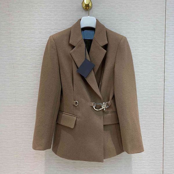 

women's suits & blazers suits runway design high-end solid color blazer suit women novelty side buckle wool blends spring autumn jacket, White;black