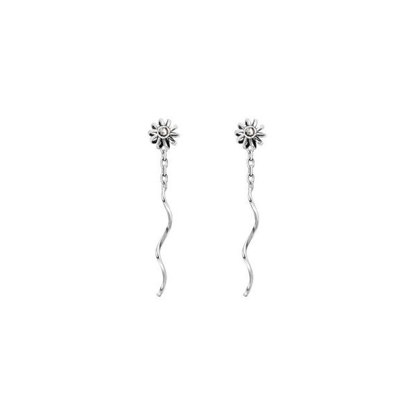 

pure silver japanese and korean earrings fashion temperament thai flower small vers stud, Golden;silver