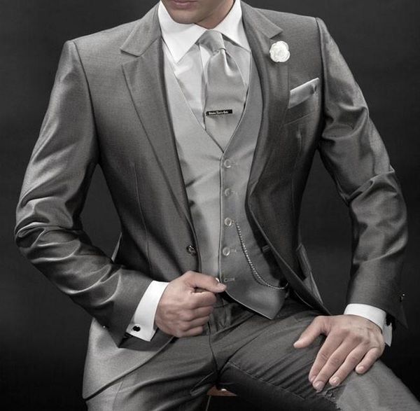 

men's suits & blazers groomsmen notch lapel groom tuxedos grey men wedding/prom/dinner man blazer(jacket+pants+tie+ve, White;black