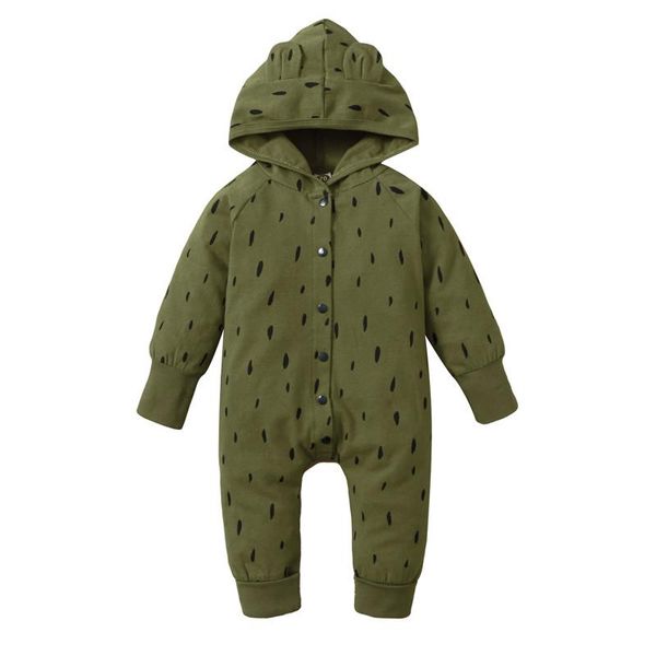 

rompers baby girls boys single-breasted jumpsuit, spring autumn dot printing long sleeve cartoon ears decoration hooded romper, Blue