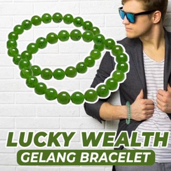 

beaded, strands natural green stone bracelet lucky wealth gelang beaded for men and women beads jewelry, Black
