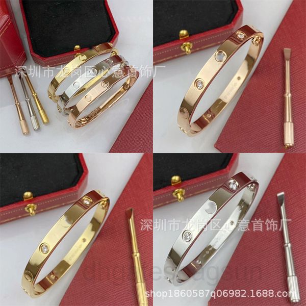 

v gold card home screw bracelet women's 18k rose sky star wide and narrow version men's classic love buckle bracelet cag260r, Black