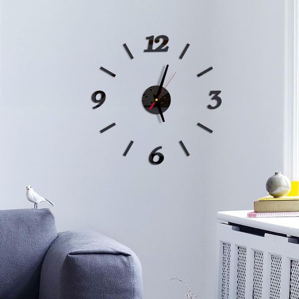 

wall clocks modern big clock 3d mirror sticker unique digital watch diy decorative art decal home decor
