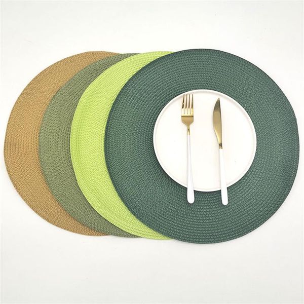 

mats & pads round woven nordic style non-slip kitchen placemat insulation pad dish coffee cup table mat home el decor 51011