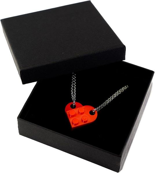 

pendant necklaces 2pcs brick necklace for couples friendship heart shaped 2 two piece couple jewelry set gifts him her, Silver