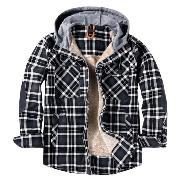 

men's jackets us size cross border jacket plaid shirt coat large foreign trade warm, Black;brown