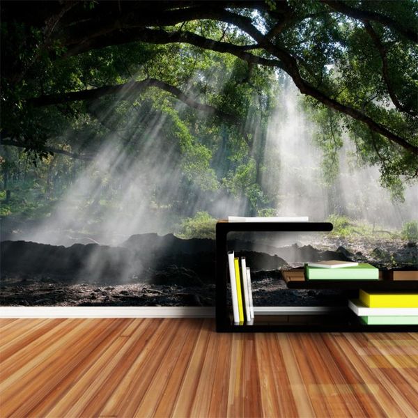

wallpapers 3d po nature forest mural wallpaper wall paper papers home decor for living room self adhesive tv murals rolls