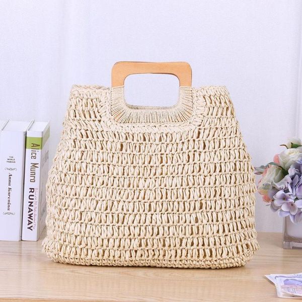

evening bags beach women bag fashion paper rope knitting solid zipper splicing handle large-capacity shopping handbags