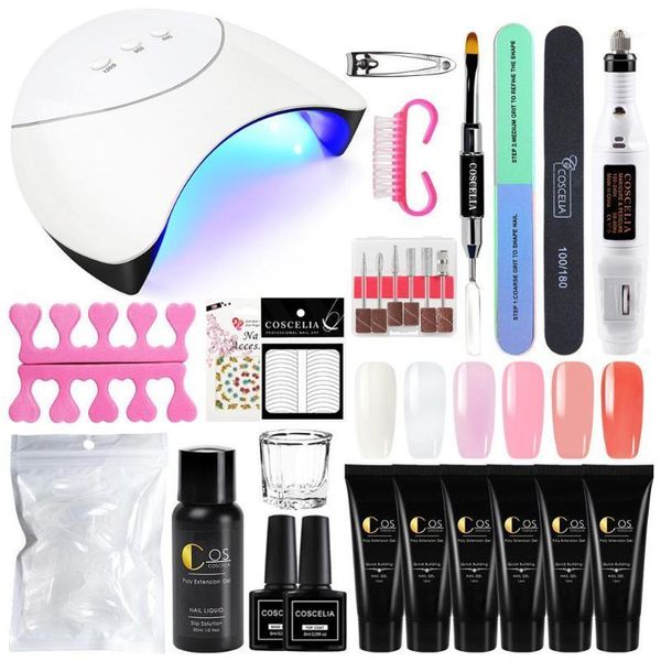 

nail kit set acrylic builder gel with lamp dryer quick building for extensions hard jelly manicure set1