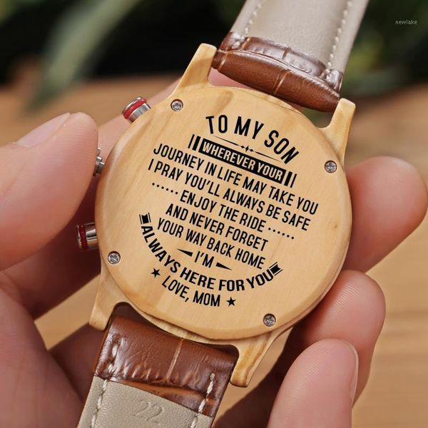 

wristwatches mom to my son-engraved watch customized men luxury on the birthday graduation gifts wrist, Slivery;brown
