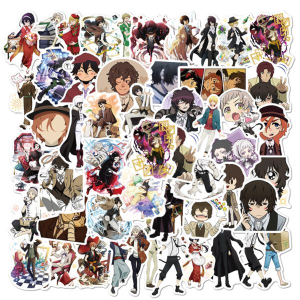 

50 pcs anime bungou stray dogs graffiti waterproof skateboard travel suitcase phone lapluggage stickers cute kids girl toys
