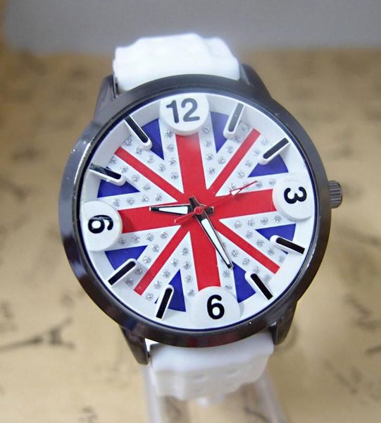 

wristwatches s uk flag silicone watch women ladies dress quartz wrist cg-1, Slivery;brown