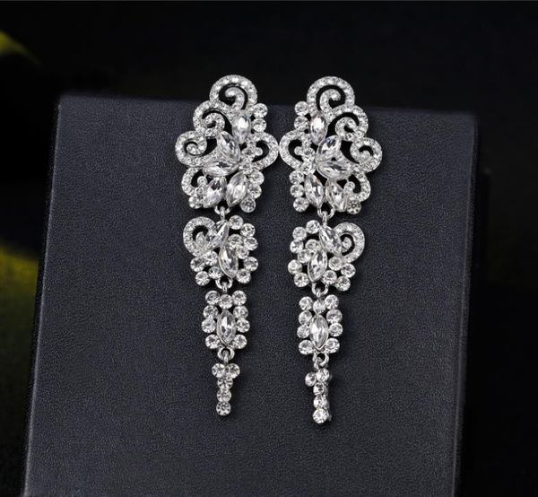 

stud long earrings bridal wedding accessories, Golden;silver