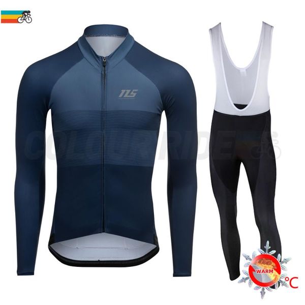 

racing sets 2021 winter thermal fleece long sleeve jersey set warm against skin soft-brushed inner the fabric bib trousers ropa fietskleds, Black;blue